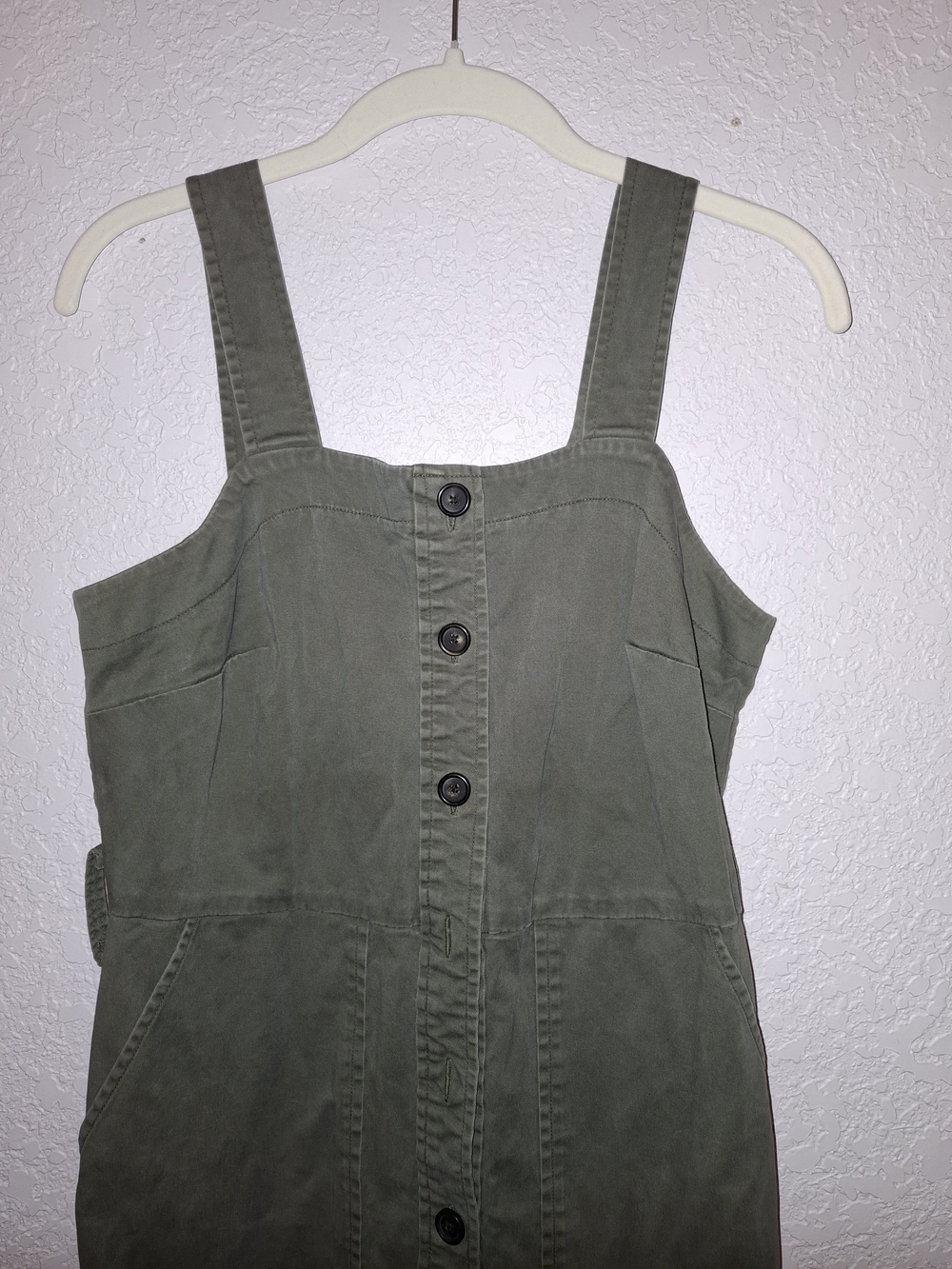 Universal Thread Olive Green Button-Front Midi Pinafore Dress